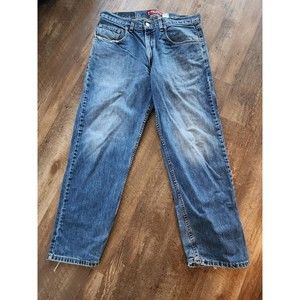 LEVI'S 569 Straight Leg High Rise Dark Wash Blue Denim Jeans Men's Size 34W 30L